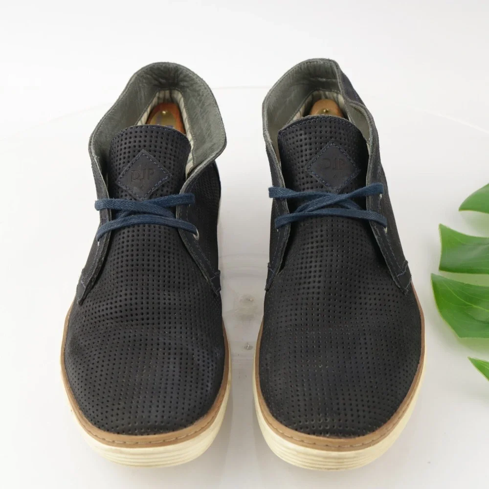 Donald Pliner Mens Timm Chukka Sneakers Size 10.5 Blue Suede Perf Shoes Lace Up